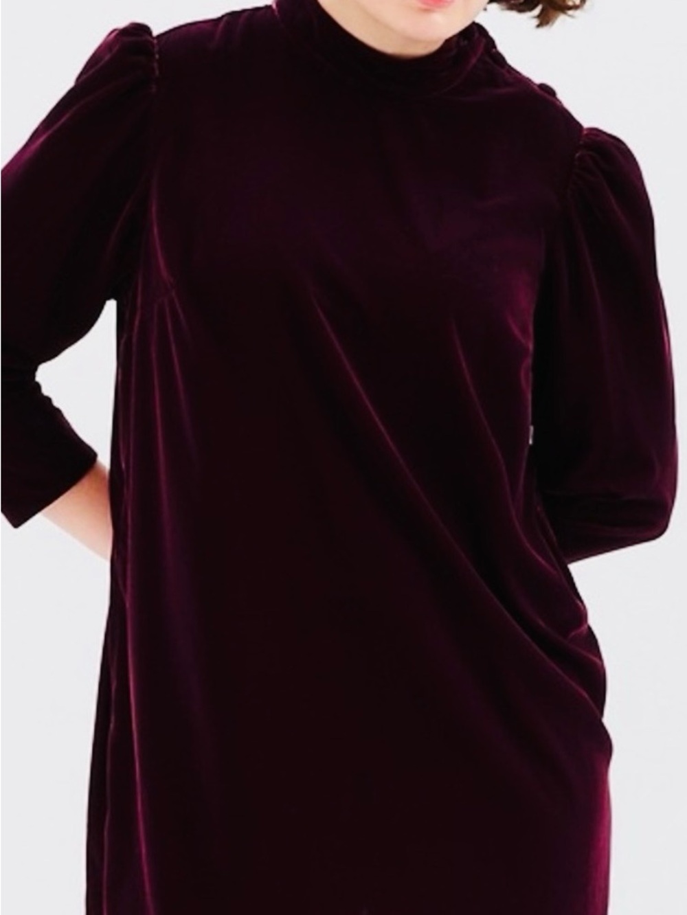 GAP Black Velvet Puff-Sleeve Mini Dress - Picture 3 of 8